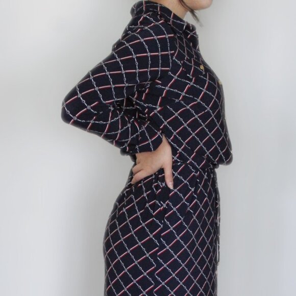 Ralph Lauren Geometric-Print Long-Sleeve Jersey Shirtdress Sz L - Picture 3 of 13